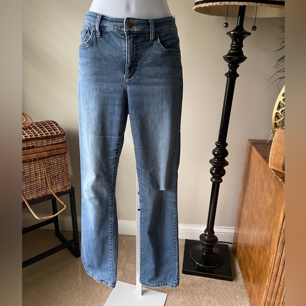 Lauren Ralph Lauren Light Blue Flare Jeans Size 6 High Rise Stretch Denim Boho